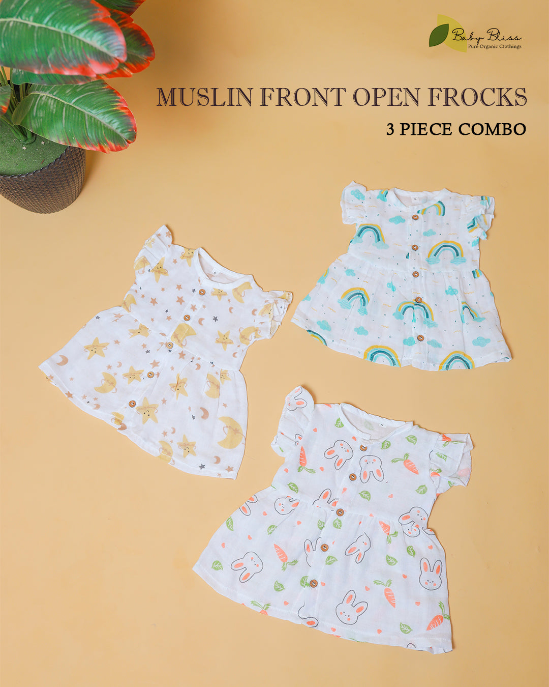 Muslin Front Open Frocks