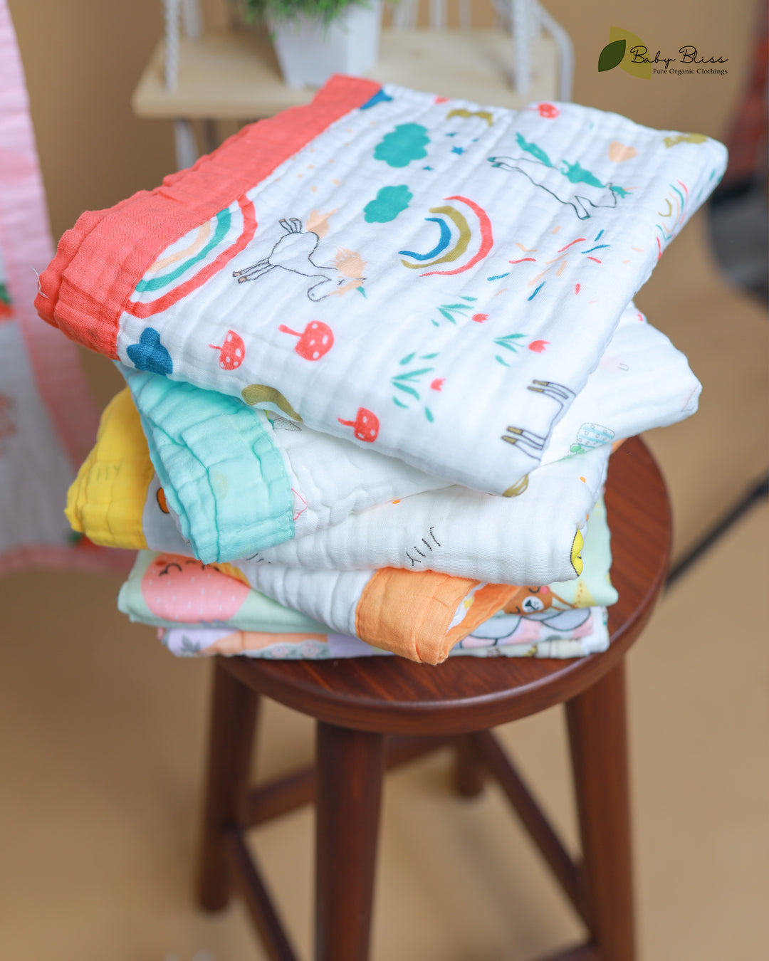 Crinkled Muslin Blankets - 6 Layered