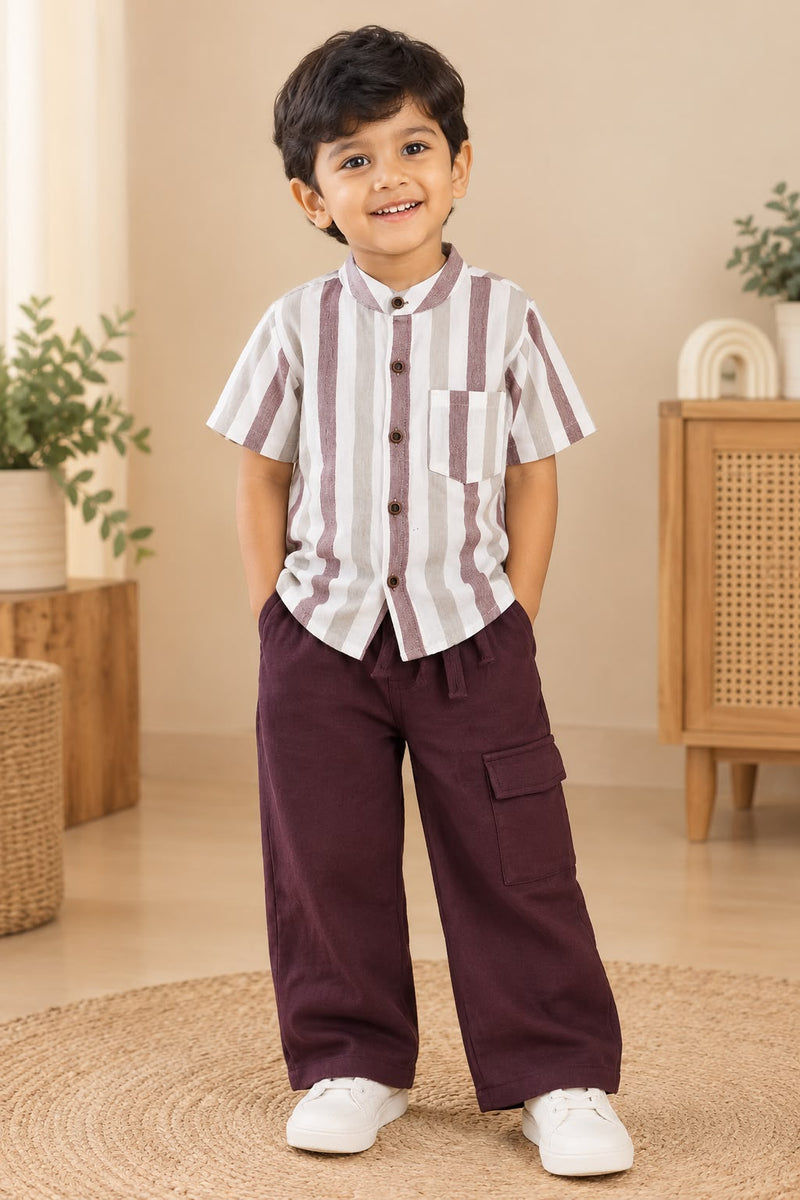 Korean Muslin Shirt + Cargo Pant ( 2-8 Yrs) - Printed