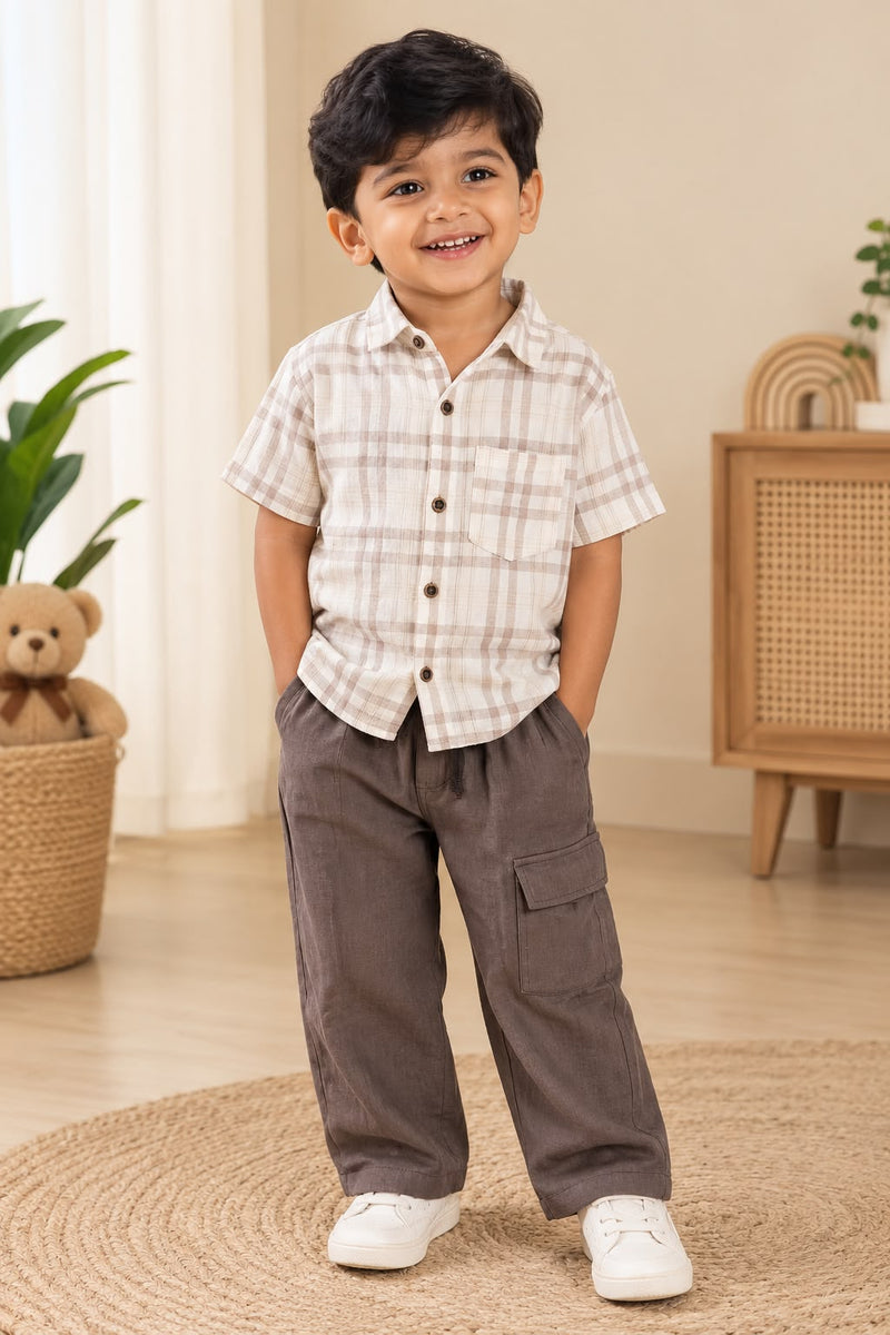 Korean Muslin Shirt + Cargo Pant ( 2-8 Yrs) - Printed