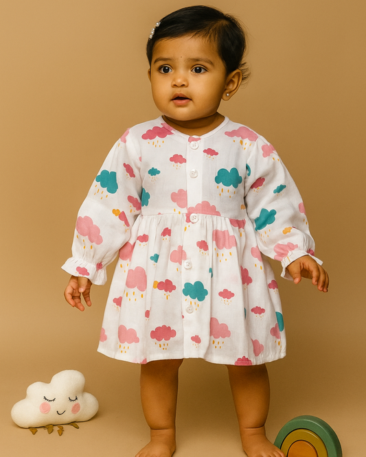 Muslin Balloon Sleeve Frocks