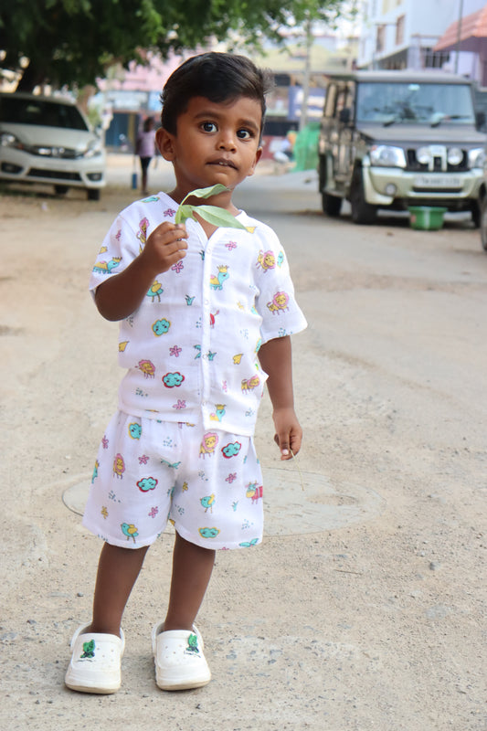 Muslin Half Sleeve Jabla and Shorts