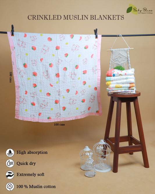 Crinkled Muslin Blankets - 6 Layered