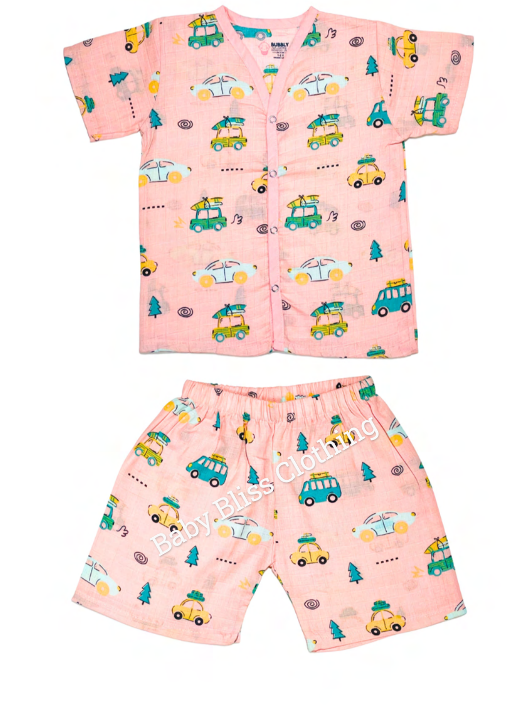 Muslin Half Sleeve Co-Ord – Color Printed
