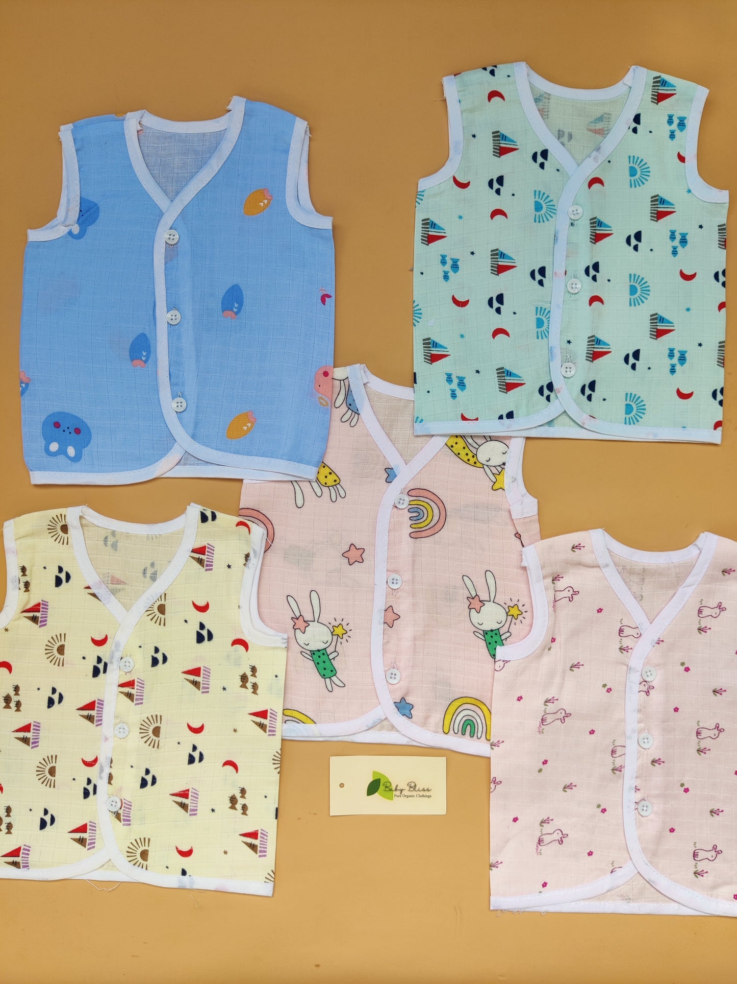 Muslin Sleeveless Jablas -  Color Printed