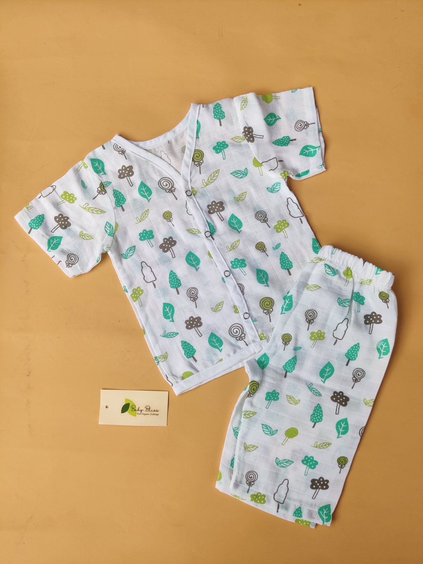 Muslin Half Sleeve + Pant ( Snap Button )