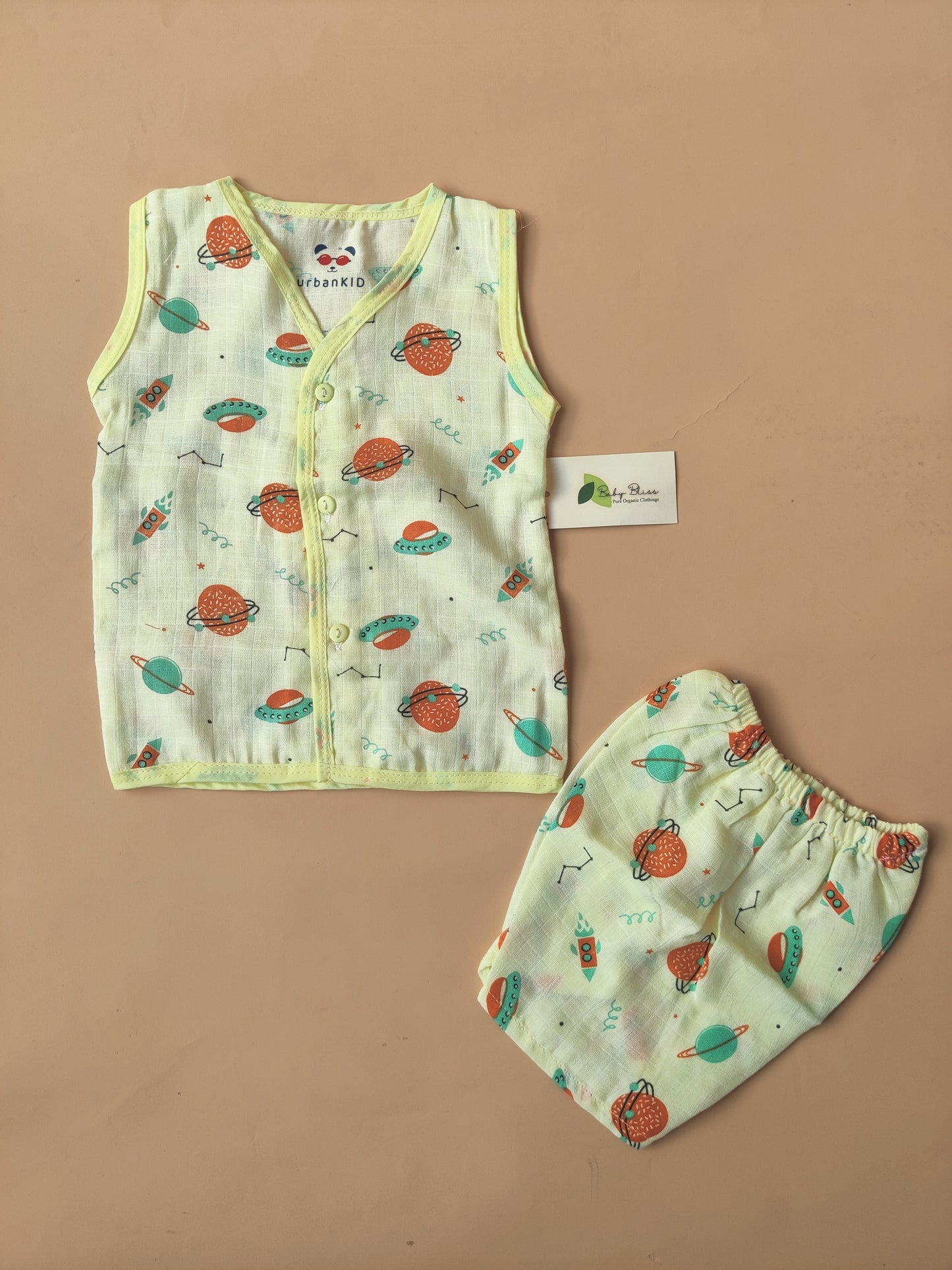 Color Muslin Sleeveless Co-Ord (3m- 12m)