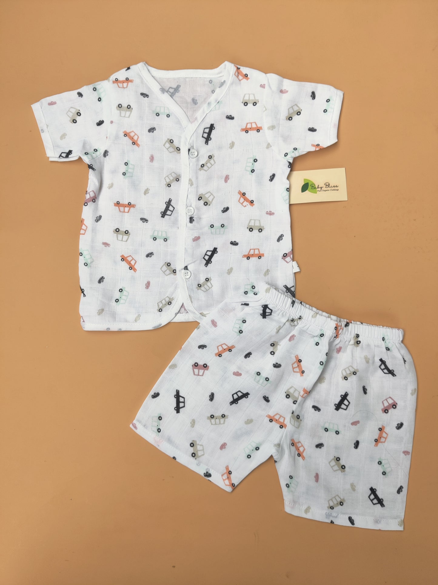 Muslin Half Sleeve Co- Ord (Regular Button)