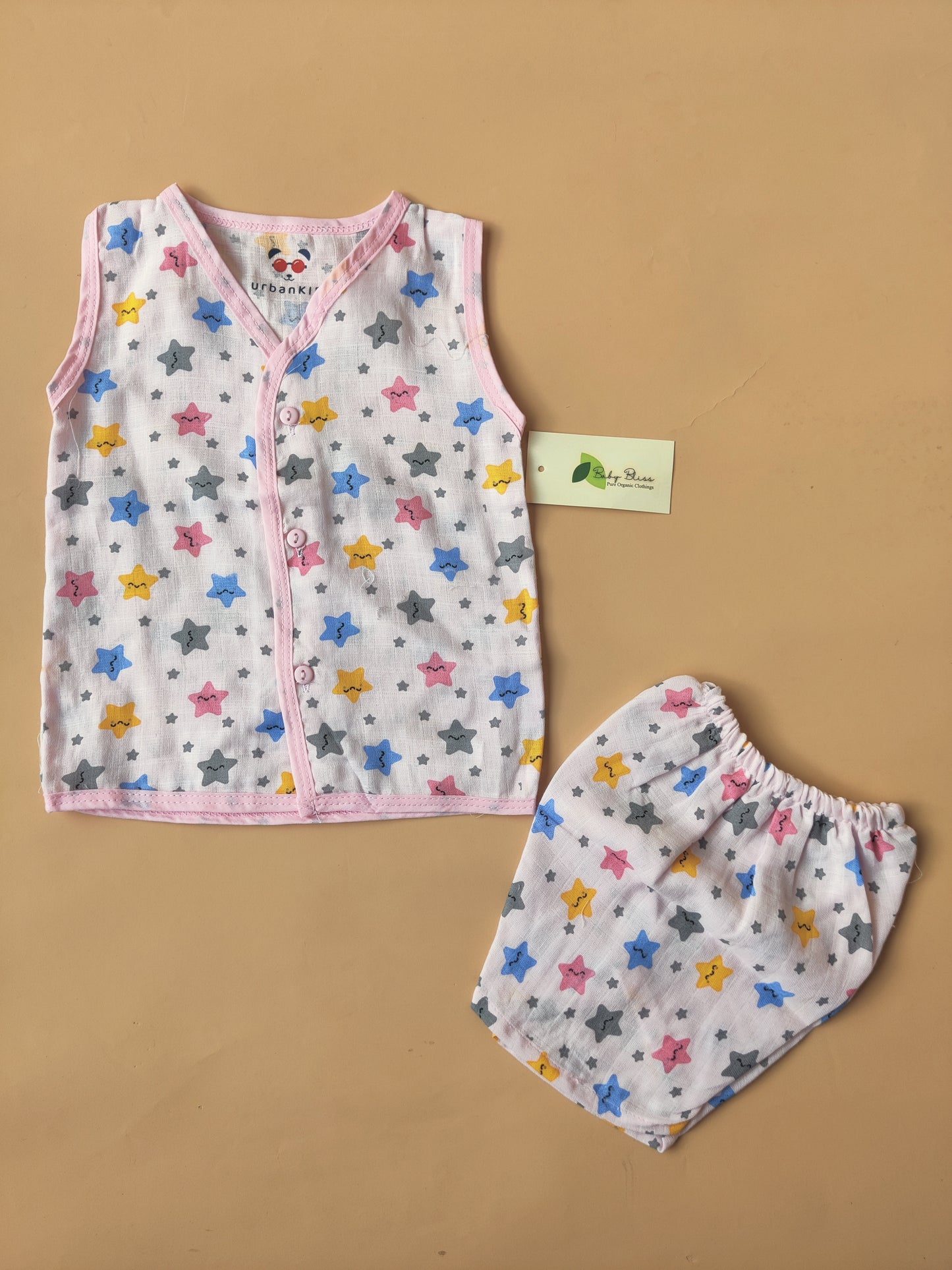 Color Muslin Sleeveless Co-Ord (3m- 12m)