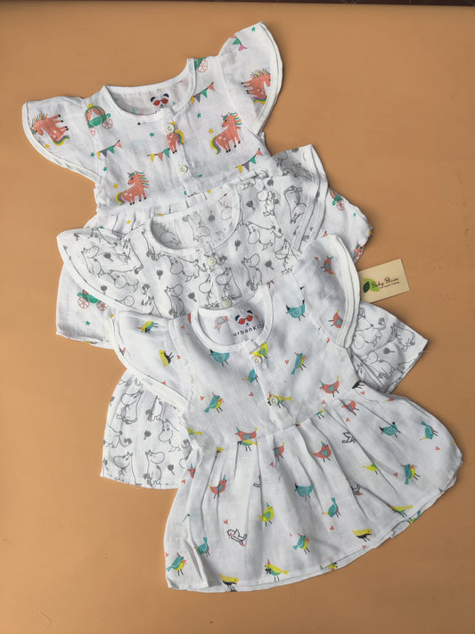 Muslin Frocks Combo (0-6 M)