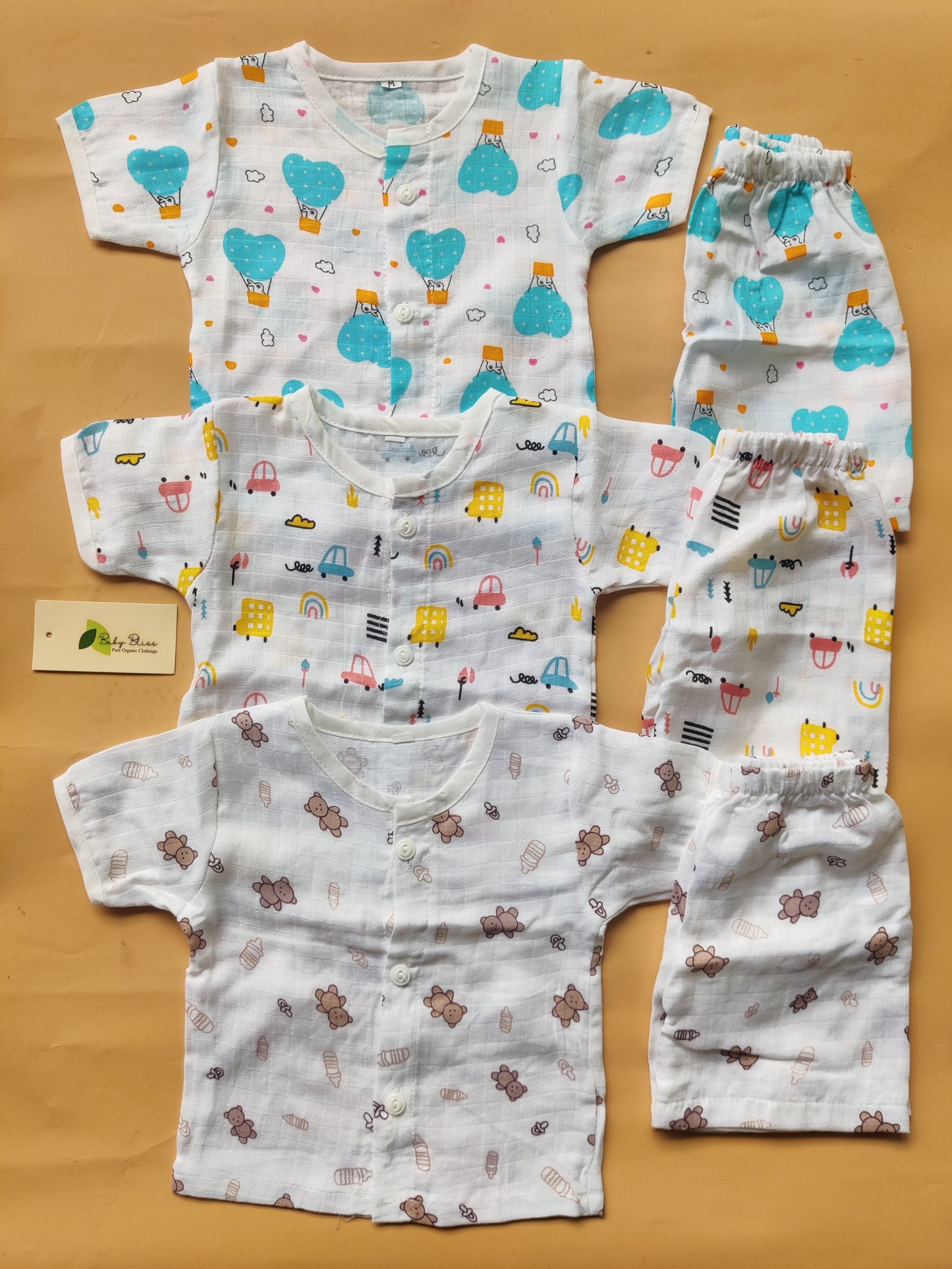 Muslin Half Sleeve Co- Ord (Regular Button)