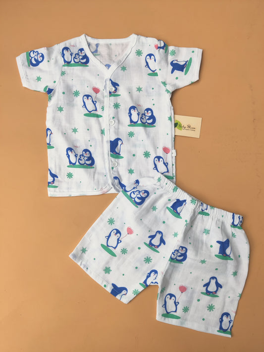 Muslin Half Sleeve Co- Ord (Regular Button)