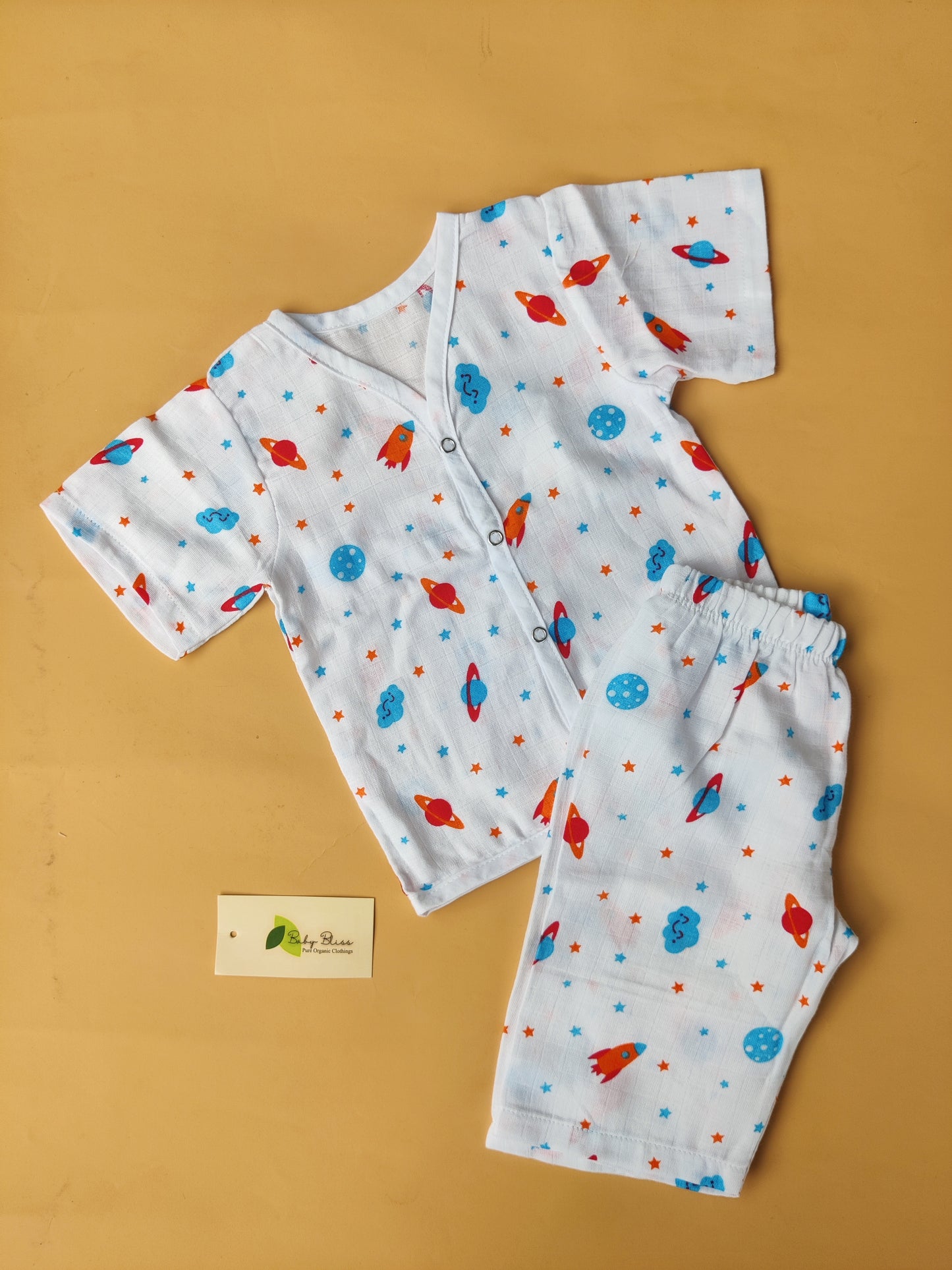 Muslin Half Sleeve + Pant ( Snap Button )