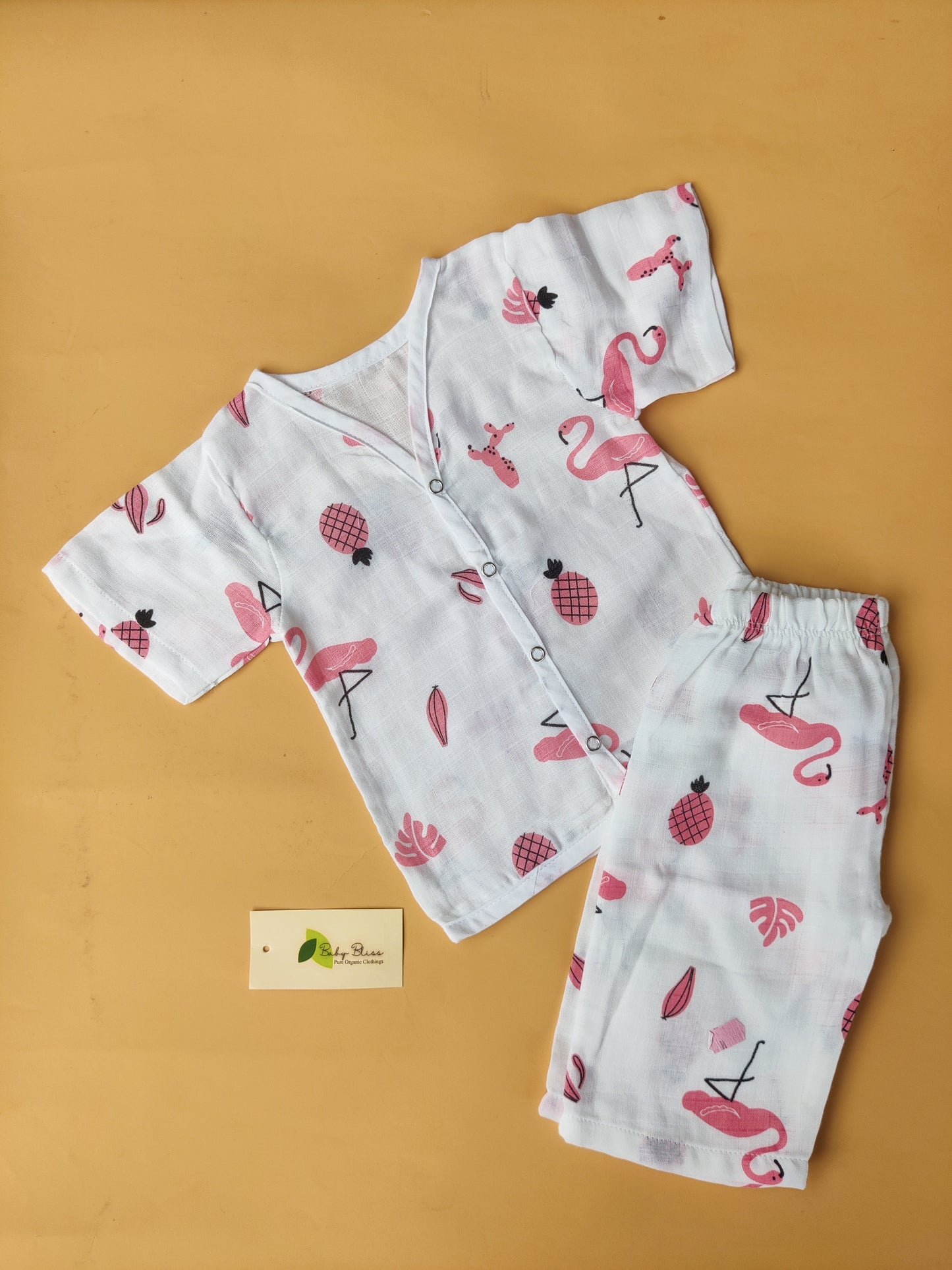 Muslin Half Sleeve + Pant ( Snap Button )