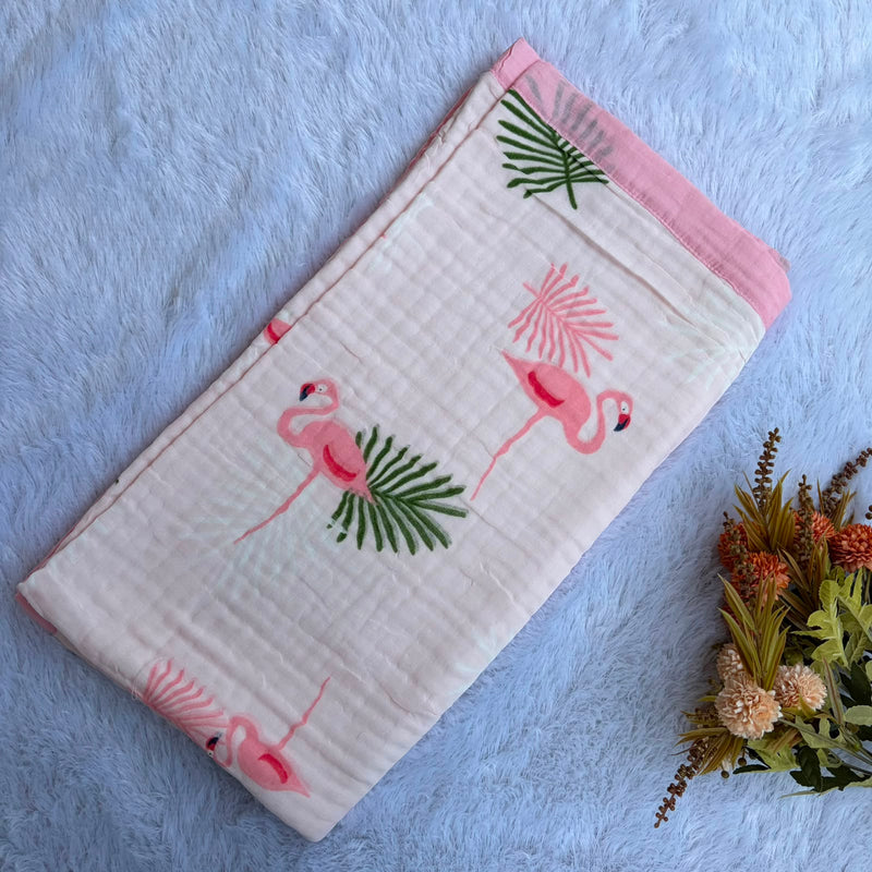 Crinkled Color Muslin Blankets - Flamingo