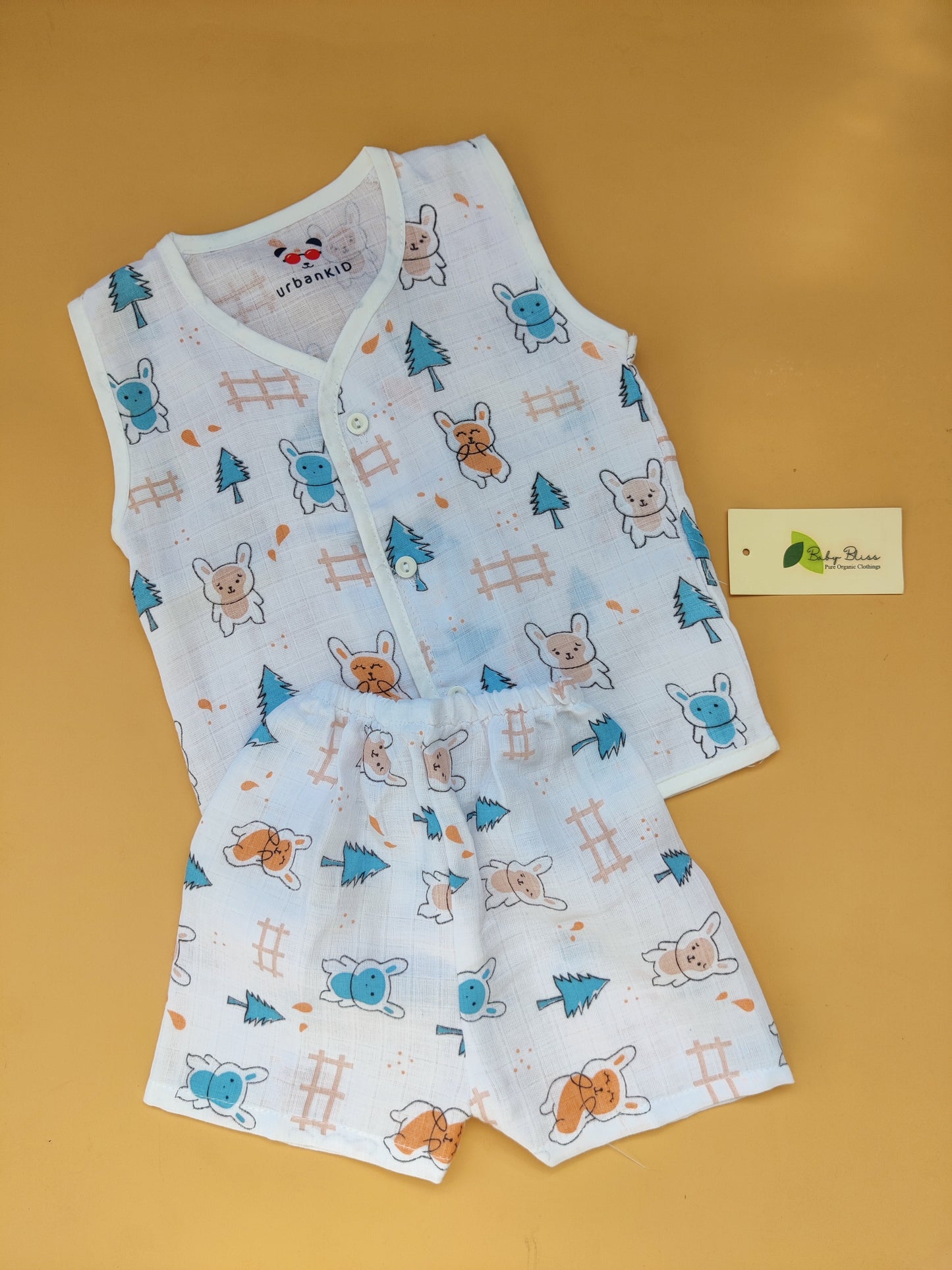 Muslin Sleeveless Jabla + Shorts ( NB - 1 Yr)
