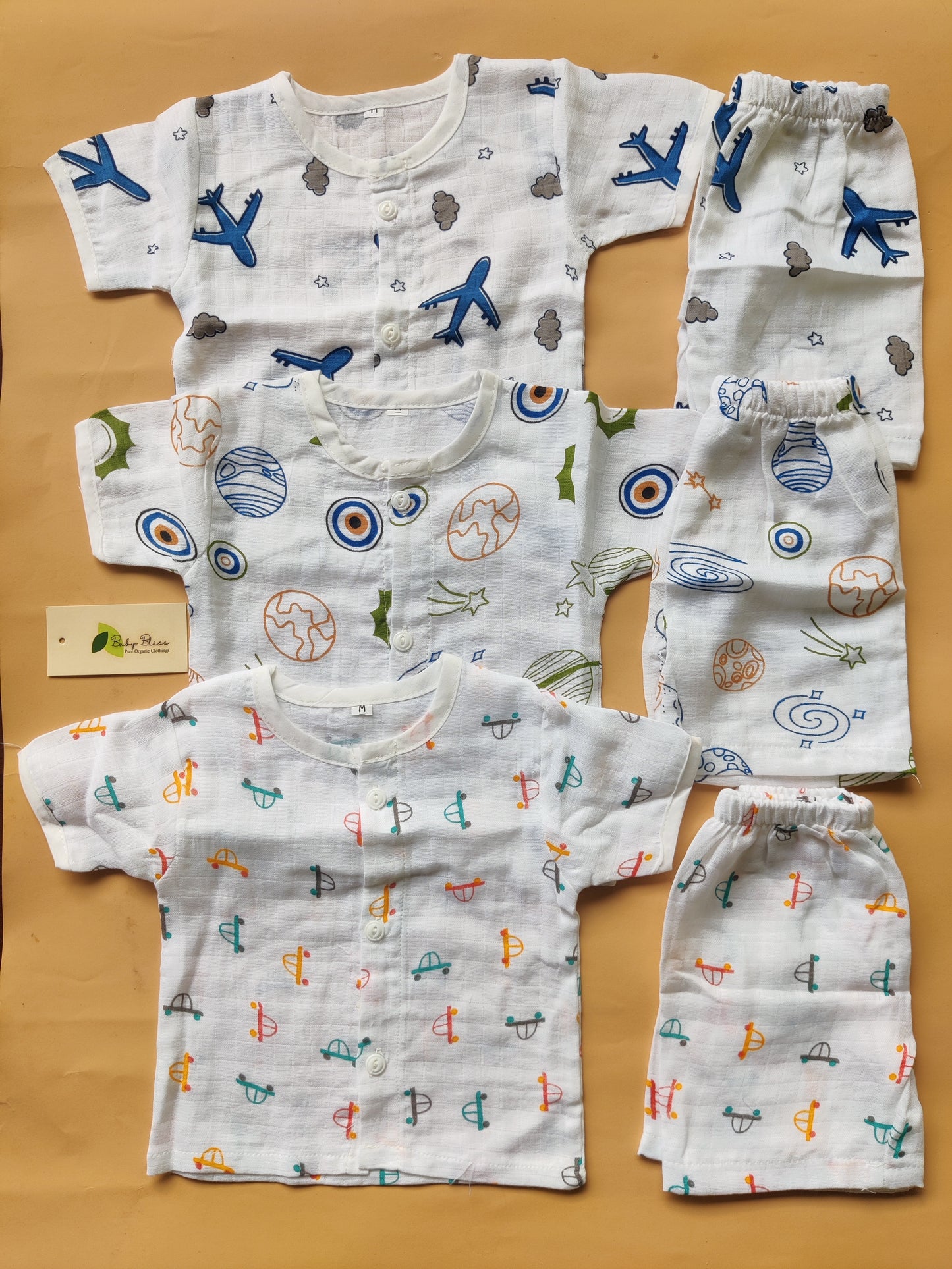 Muslin Half Sleeve Co- Ord (Regular Button)