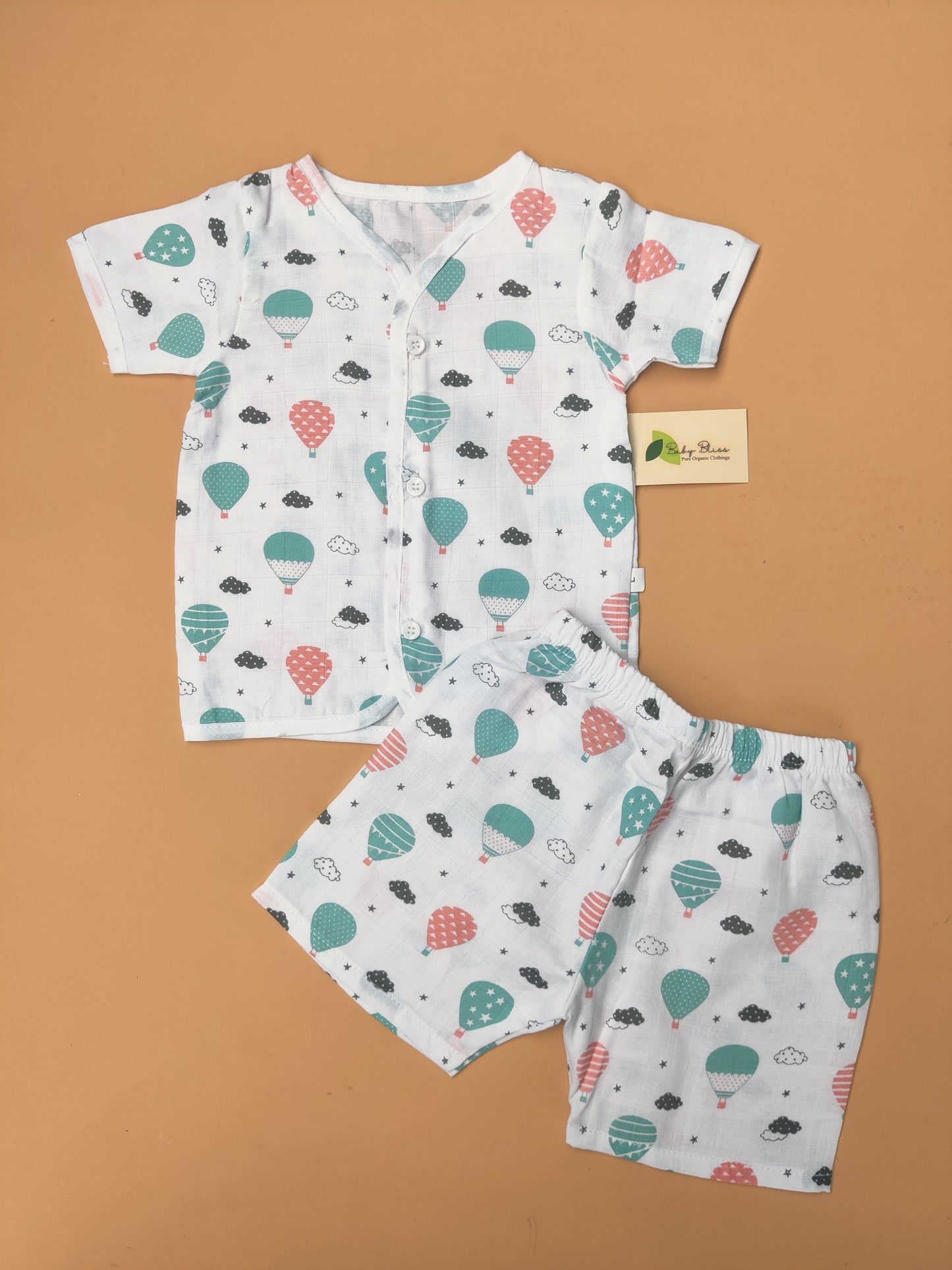Muslin Half Sleeve Co- Ord (Regular Button)