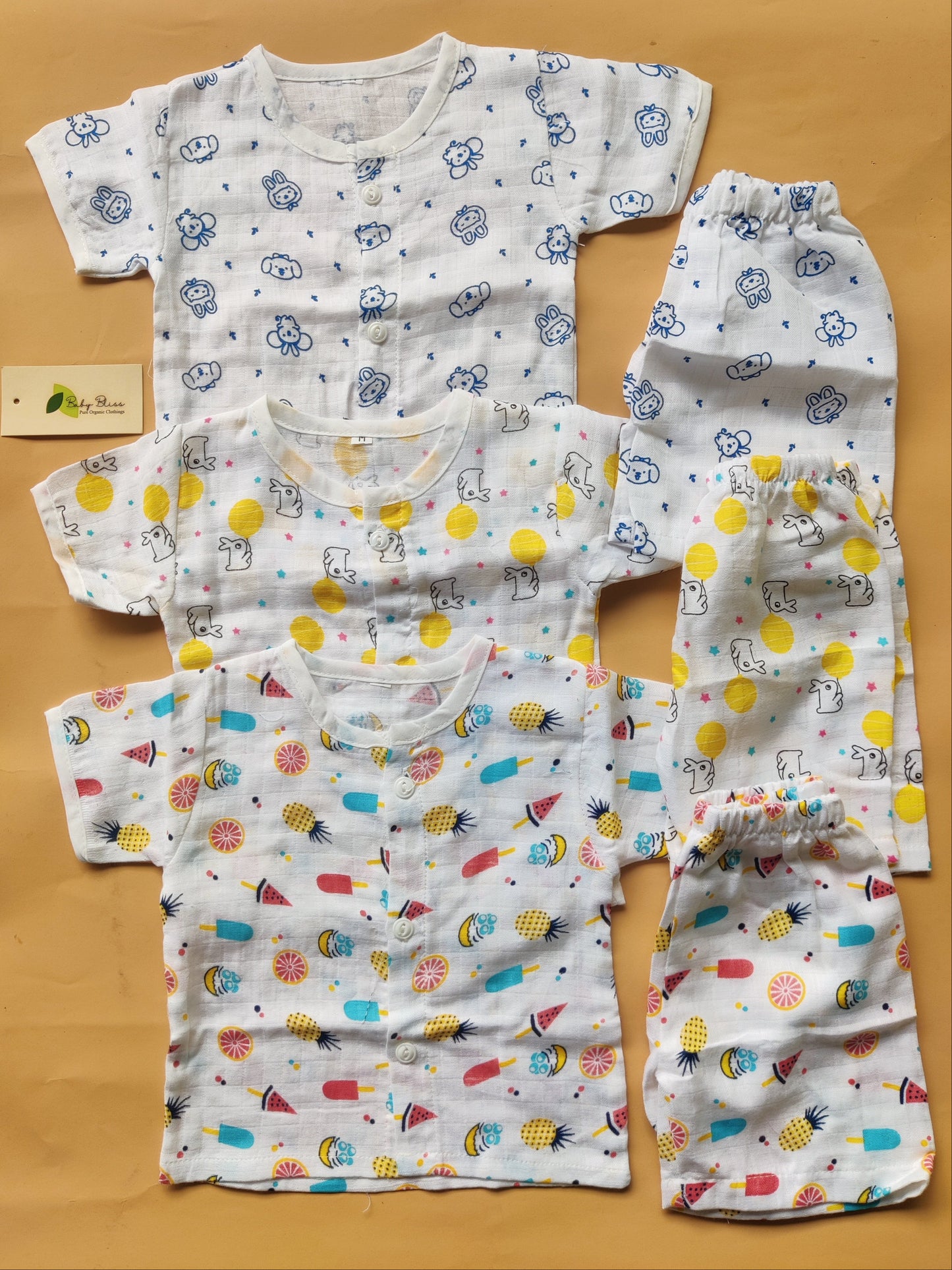 Muslin Half Sleeve Co- Ord (Regular Button)