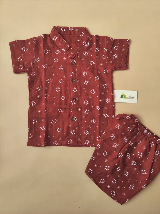 Muslin Collared Printed Co-Ord