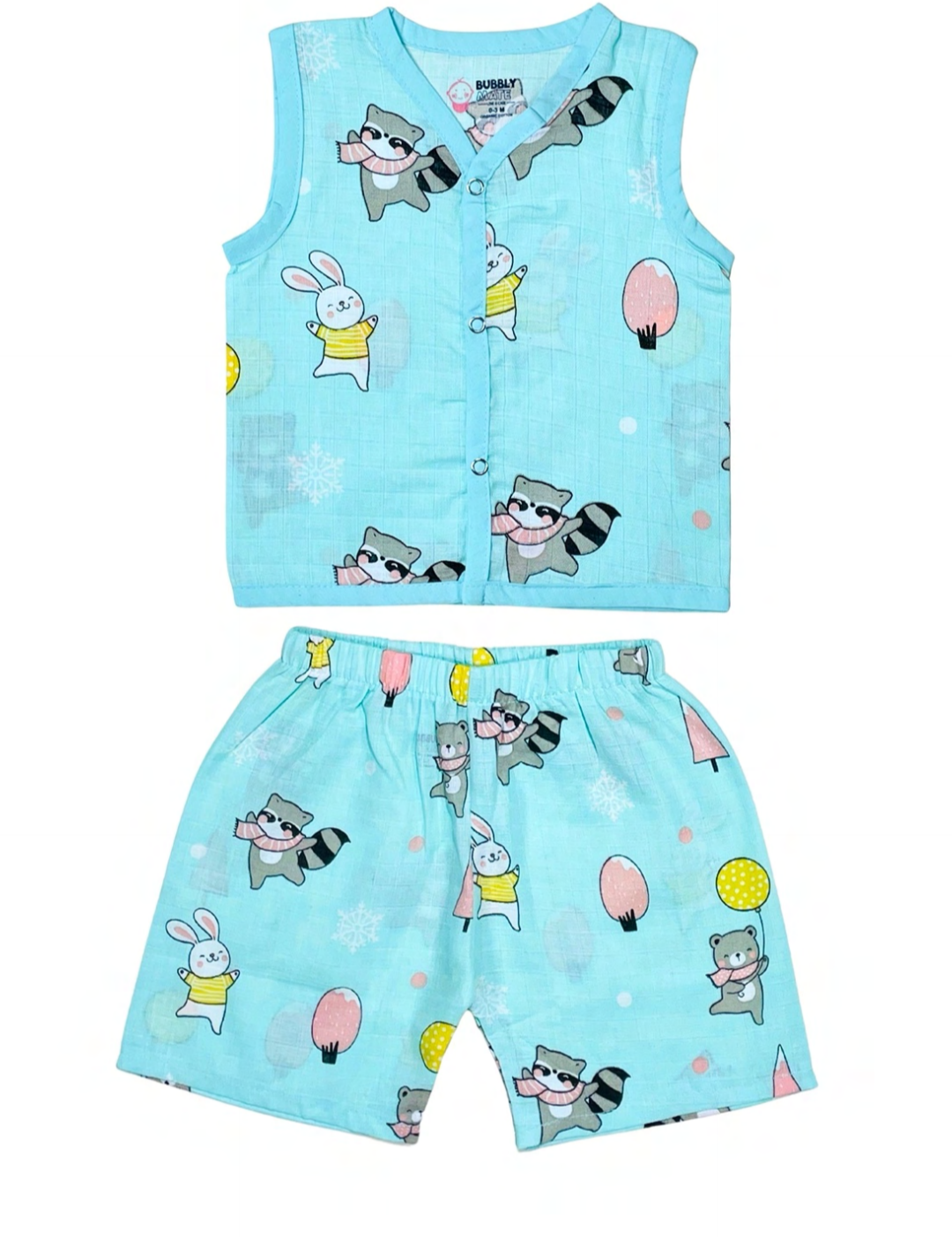 Muslin Sleeveless Co-Ord - Color Printed