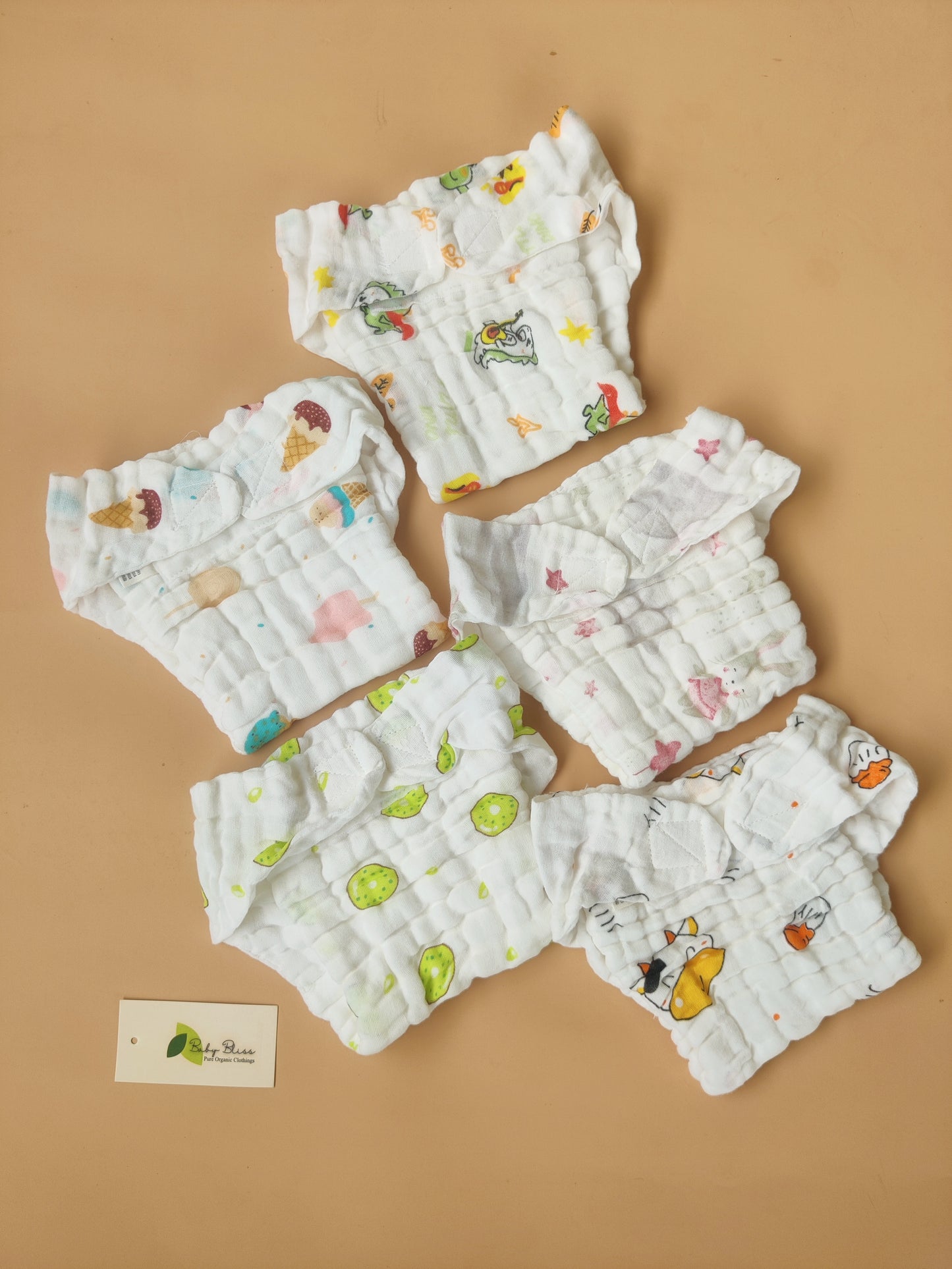 Crinkled Muslin Nappies – 6-Layered
