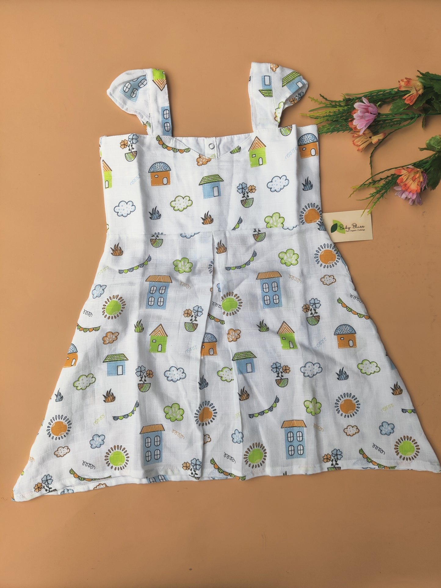 Muslin Butterfly Strap Frocks