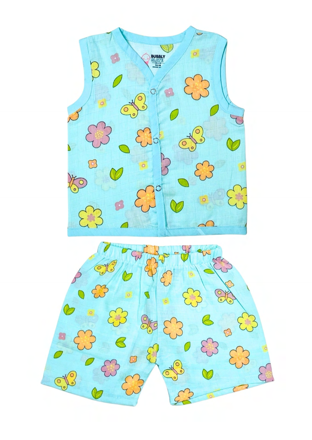 Muslin Sleeveless Co-Ord - Color Printed