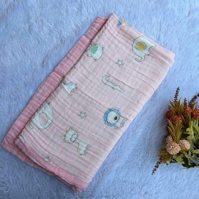 Crinkled Color Muslin Blankets - Animals
