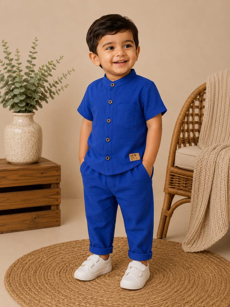 Branded Muslin Half Sleeve + Pant (2-6 Years) - Solid Color