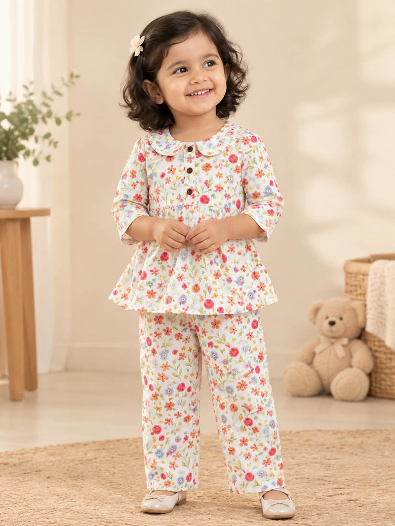 Muslin Peplum Co-Ord for Girls (2-6 years ) - Floral