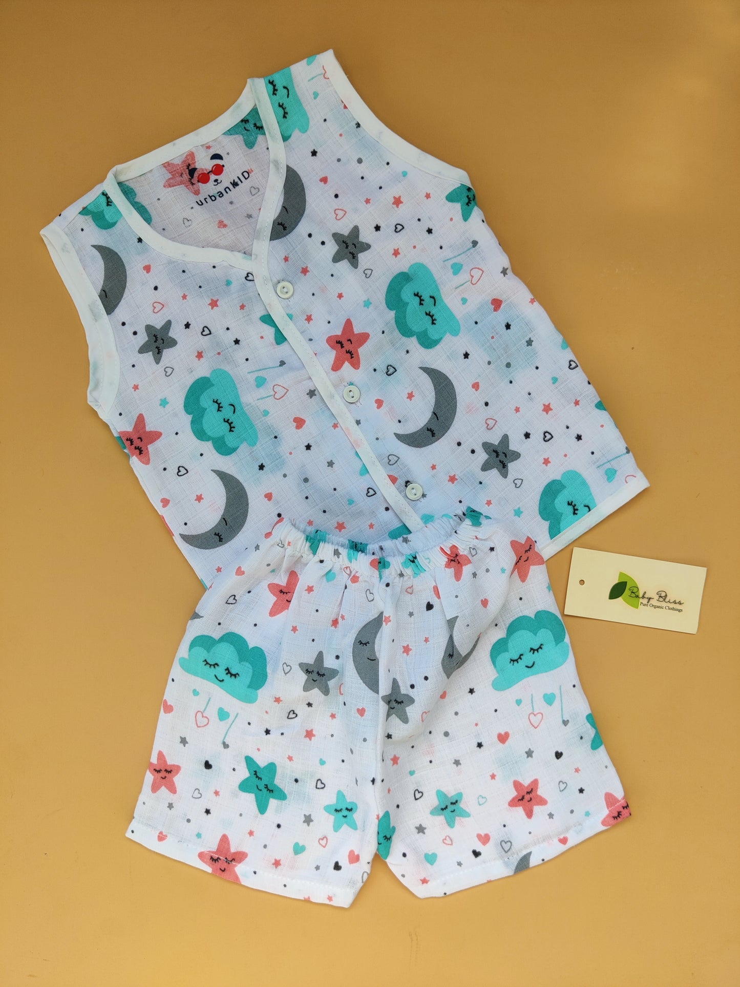 Muslin Sleeveless Jabla + Shorts ( NB - 1 Yr)