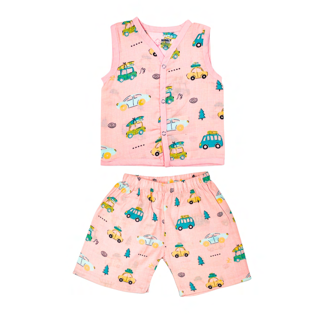 Muslin Sleeveless Co-Ord - Color Printed