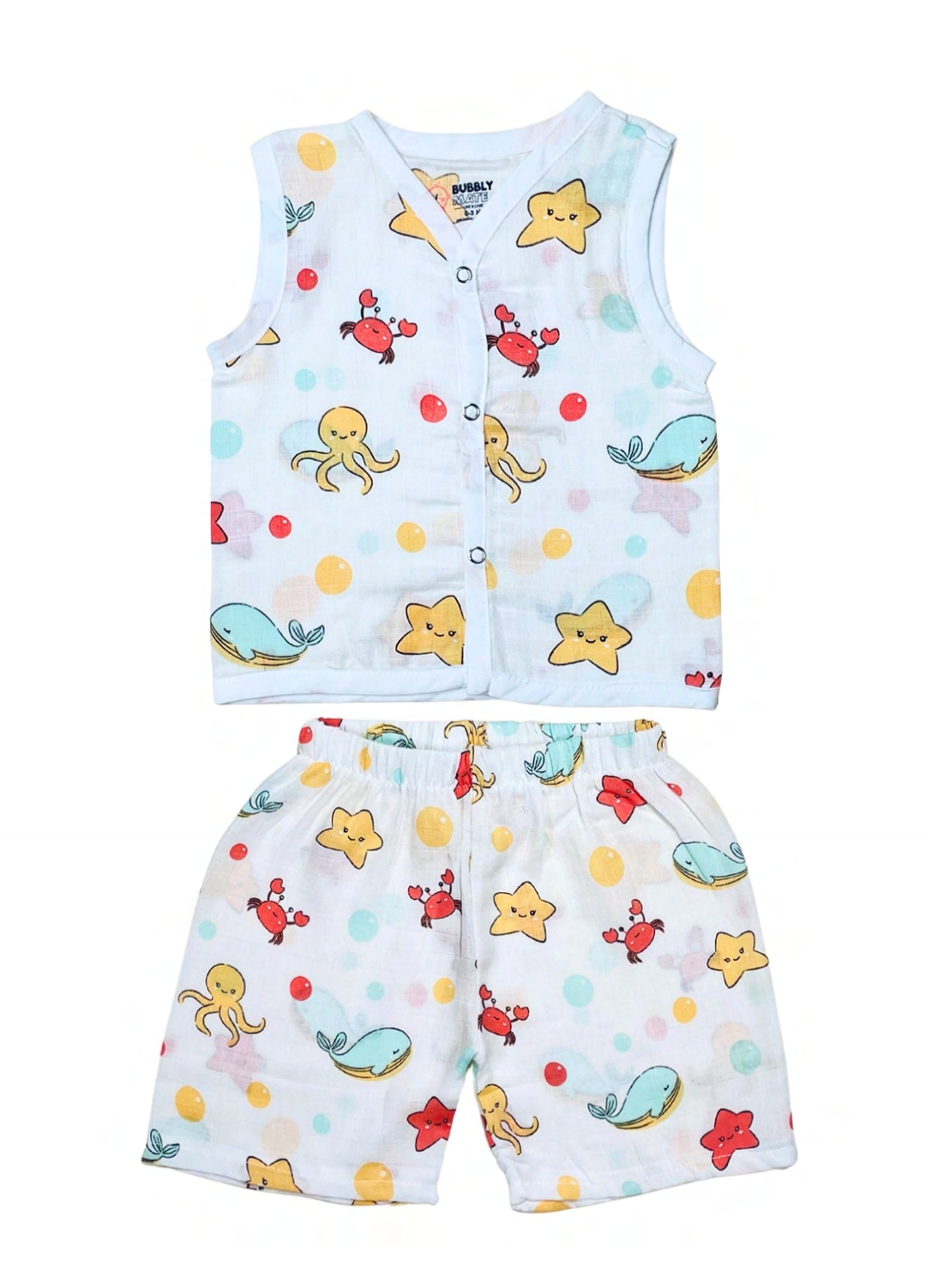 Muslin Sleeveless Co-Ord - Color Printed