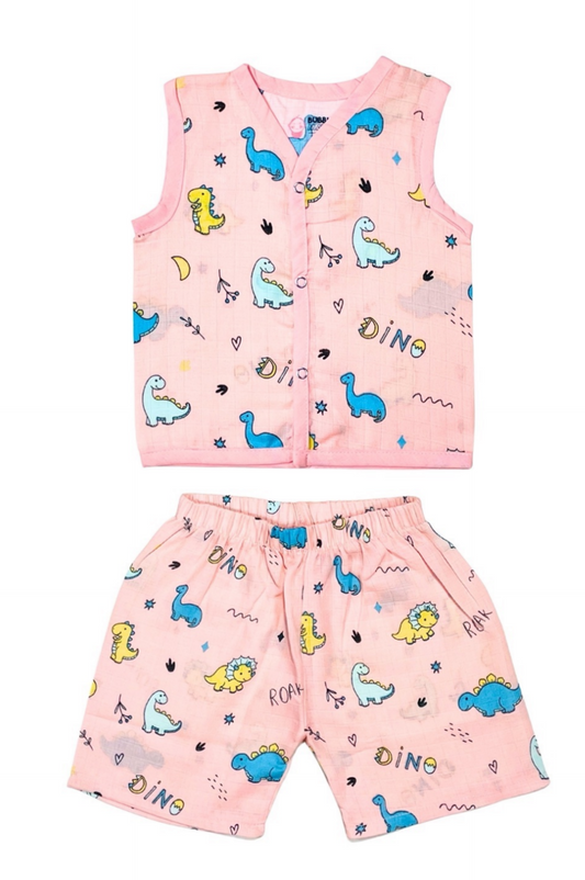 Muslin Sleeveless Co-Ord - Color Printed