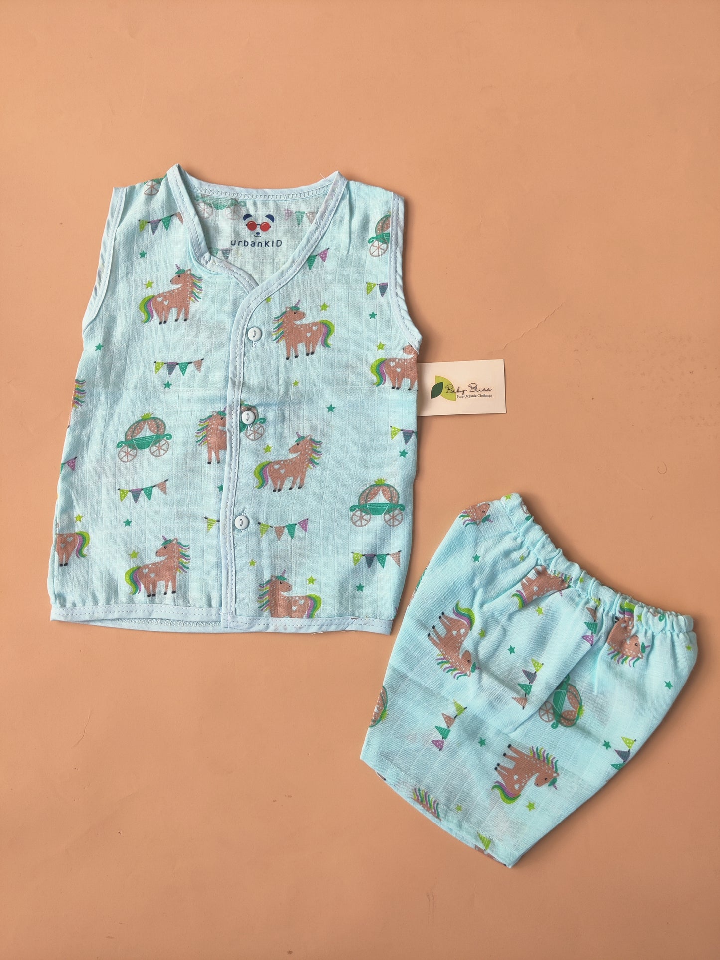 Color Muslin Sleeveless Co-Ord (3m- 12m)
