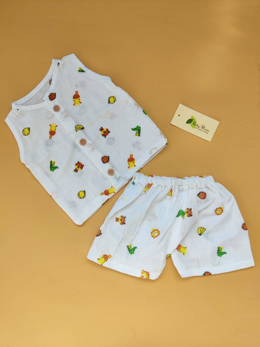 Muslin Sleeveless Jabla + Shorts ( NB - 1 Yr)