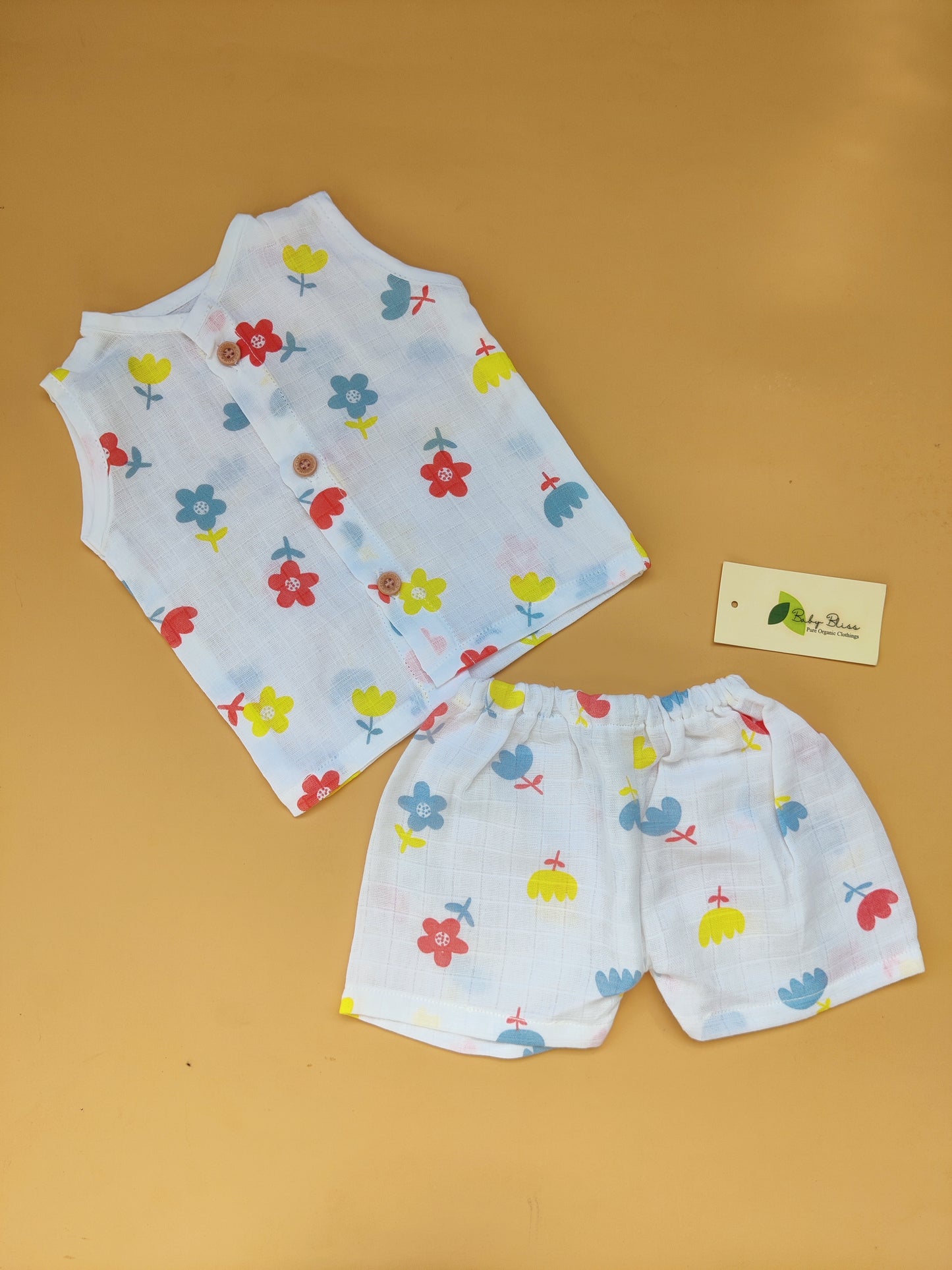 Muslin Sleeveless Jabla + Shorts ( NB - 1 Yr)