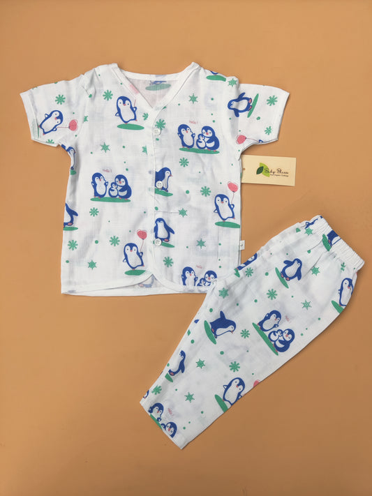 Muslin Half Sleeve + Pant ( Regular Button )