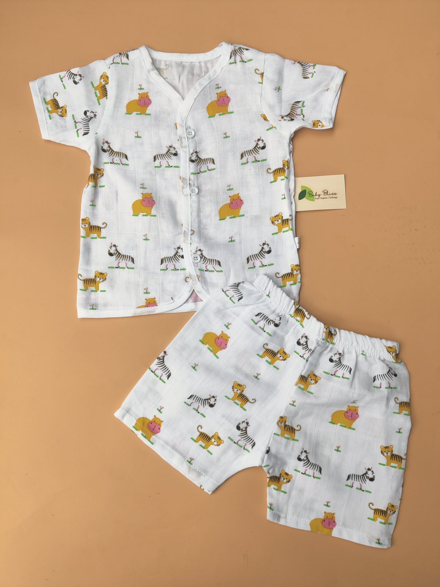 Muslin Half Sleeve Co- Ord (Regular Button)