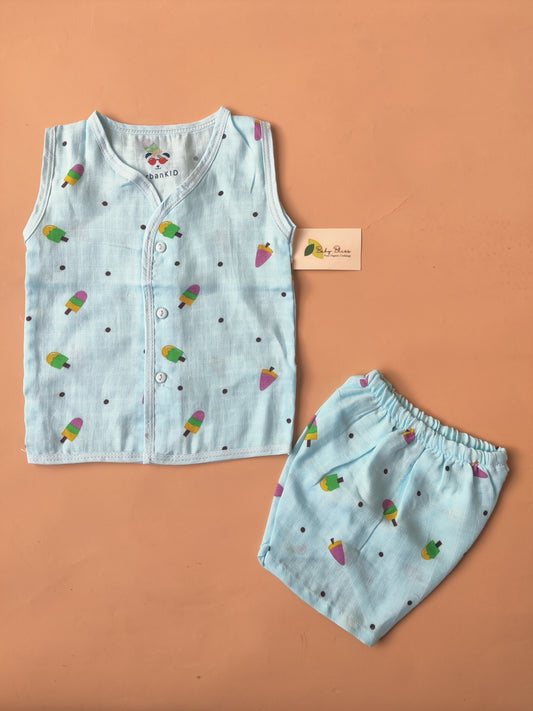 Color Muslin Sleeveless Co-Ord (3m- 12m)
