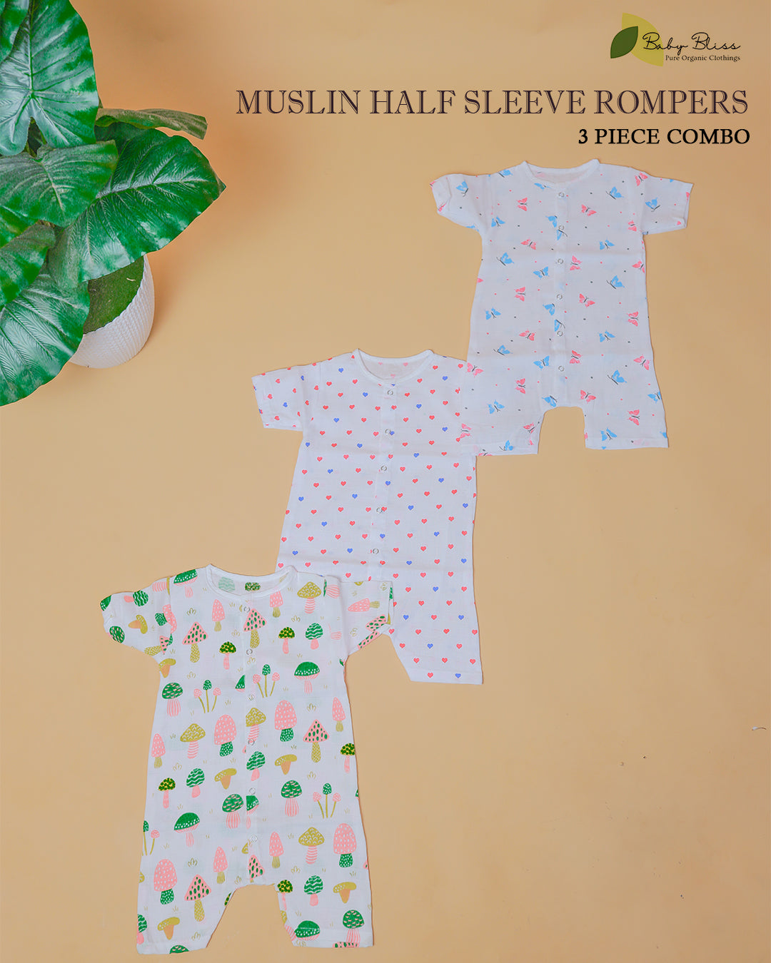 Muslin Half Sleeve Rompers