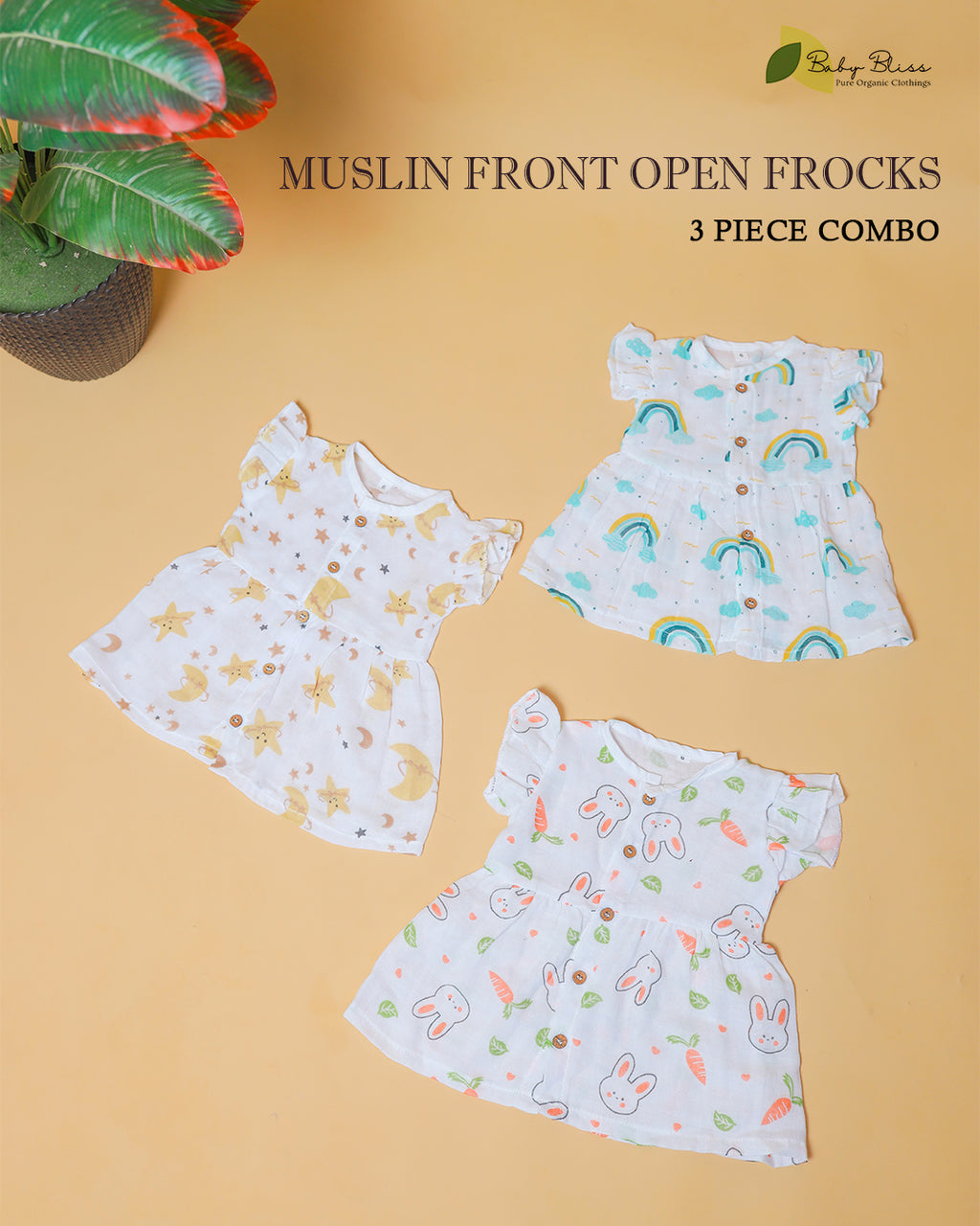 Muslin Front Open Frocks