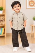 Korean Muslin Shirt + Cargo Pant ( 2-8 Yrs) - Printed