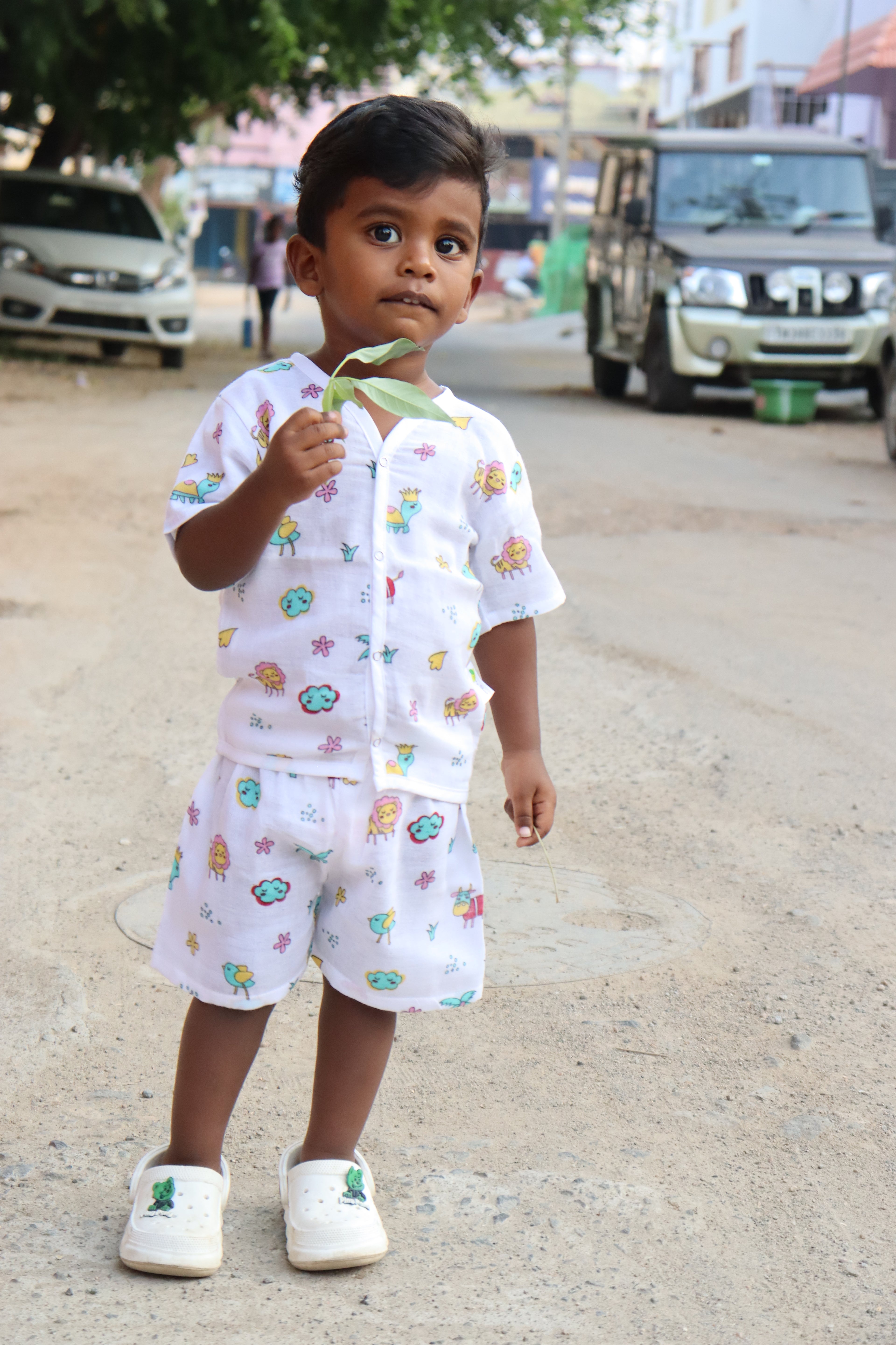 Muslin Half Sleeve Jabla and Shorts