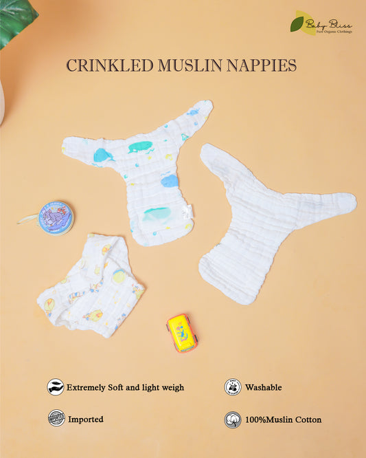 Crinkled Muslin Nappies – 6-Layered