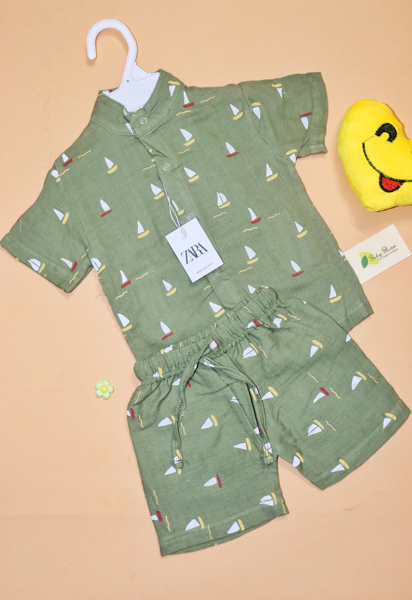 Muslin Chinese Collar Co-Ord Set for Babies (Up to 3 Years)