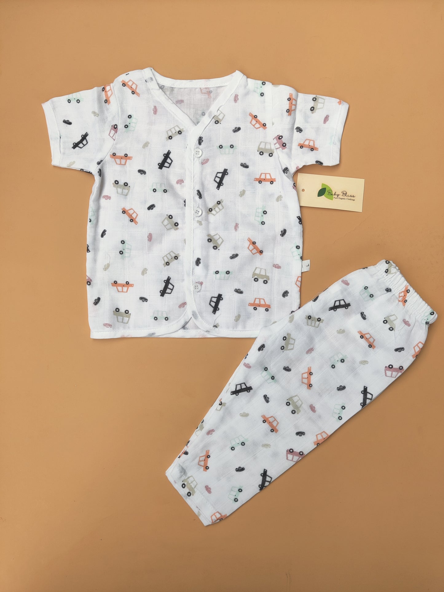 Muslin Half Sleeve + Pant ( Regular Button )