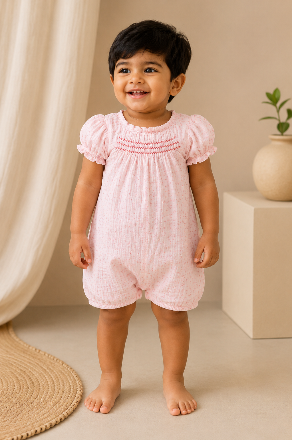 Crinkled Muslin Romper