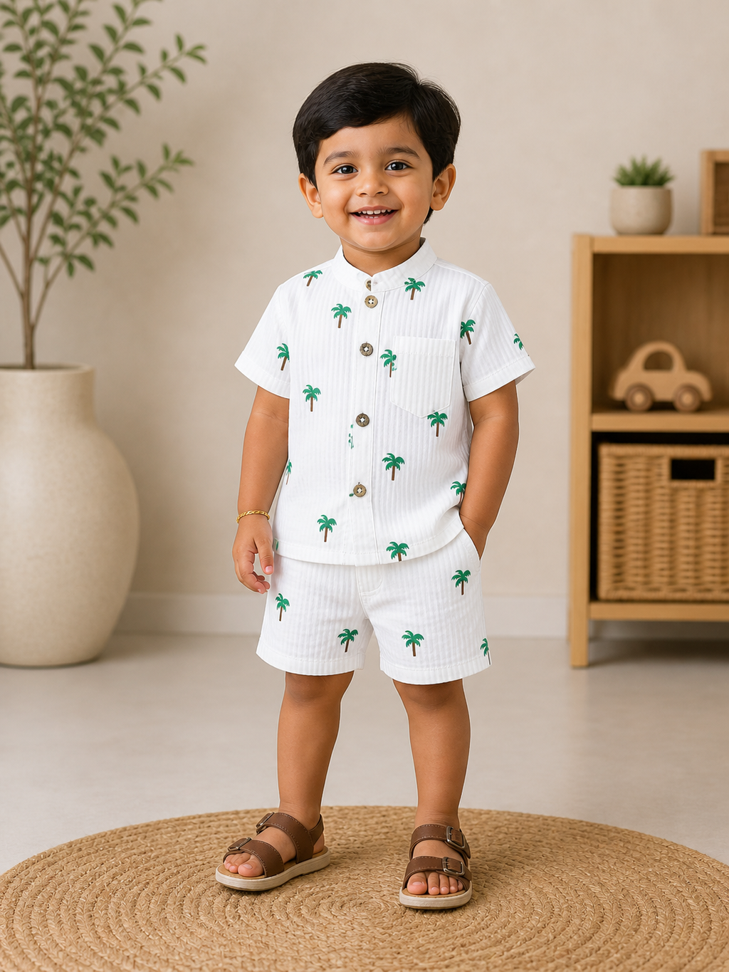 Printed Collared Muslin Co-Ord